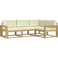 vidaXL Buiten bank set 3 st Wit en crèmekleurig Polyester