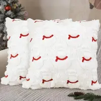 Unyqoos Set van twee feestelijke kussenhoezen met winterse prints voor kerstdecoratie