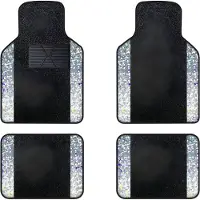 Happiq 4-delige Auto Vloermatten – Universele Tapijt Volledige Set – Auto Accessoires, Auto Voet Pads – Zwart en Zilver
