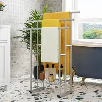 Unyqoos Stijlvolle Vrijstaande Handdoekhouder met Drie Robuuste Stangen voor Optimale Ruimtebenutting in Badkamer en Keuken