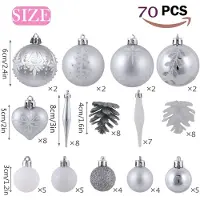 Unyqoos 70-delige set zilveren en witte kerstballen voor sfeervolle kerstdecoratie