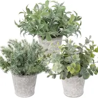 Unyqoos Decoratieve Set van Drie Realistische Kunstplanten in Stijlvolle Cementpotten voor Huisdecoratie