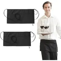 Unyqoos Twee praktische zwarte schorten met zakken voor diverse toepassingen in keuken en horeca