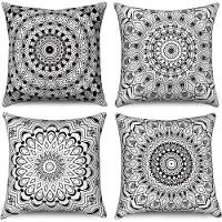 Unyqoos Set van 4 Boho Kussenslopen in Zwart Linnen voor Binnen en Buiten Decoratie