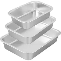 Unyqoos Driedelig set van roestvrijstalen ovenschaal met ergonomische handgrepen