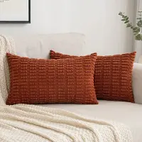 Unyqoos Corduroy Sierkussenhoezen Set van 2 in Karamel voor Stijlvolle Woonkamer Decoratie
