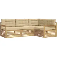vidaXL Buiten bank set 5 st Wit en Beige Polyester