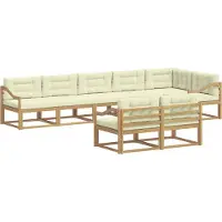 vidaXL Buiten bank set 6 st Wit en crèmekleurig Polyester