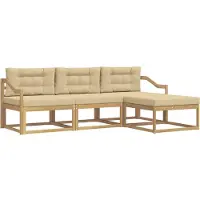 vidaXL Buiten bank set 4 st Wit en Beige Polyester