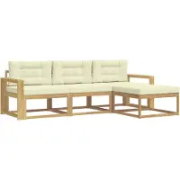 vidaXL Buiten bank set 4 st Wit en crèmekleurig Polyester
