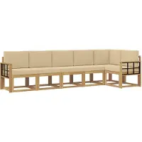 vidaXL Buiten bank set 6 st Wit en Beige Polyester
