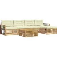 vidaXL Buiten bank set 7 st Wit en crèmekleurig Polyester