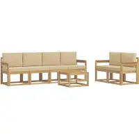 vidaXL Buiten bank set 7 st Wit en Beige