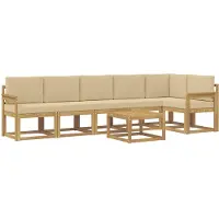 vidaXL Buiten bank set 7 st Wit en Beige Polyester