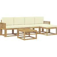 vidaXL Buiten bank set 6 st Wit en crèmekleurig