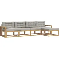 vidaXL Buiten bank set 4 st Wit en Lichtgrijs Polyester