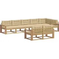 vidaXL Buiten bank set 6 st Wit en Beige Polyester