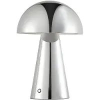 LINDBY LED-tafellamp Nevijo, dimbaar, chroom / zilver, Woon-/ Eetkamer, metaal, Modern, LED tafellamp