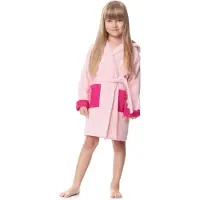 Ladeheid Kinderen Badjas met Capuchon - Wasmachine bestendig - Katoen - Badstof - LA-LA40-103-DG - Hellrosa/Fuchsia (P15/M12) - 122-128