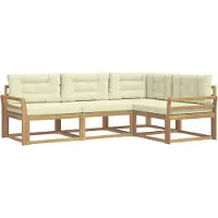 vidaXL Buiten bank set 3 st Wit en crèmekleurig Polyester