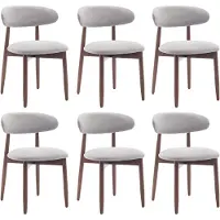 COLAMY Houten eetkamerstoelen - set van 6 - Moderne met stof beklede keukenstoelen - Boerderij eetkamerstoel- lichtgrijs