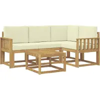 vidaXL Buiten bank set 5 st Wit en crèmekleurig