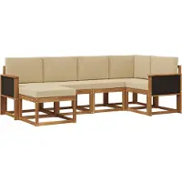 vidaXL Buiten bank set 6 st Natuurlijk en Beige Massief Acacia Hout