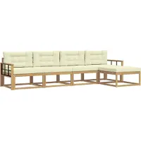 vidaXL Buiten bank set 4 st Wit en crèmekleurig Polyester
