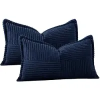 Unyqoos Set van Twee Donkerblauwe Corduroy Kussenslopen voor Moderne Interieurs