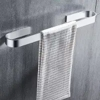 Unyqoos Handdoekhouder, zonder boren, zwart, aluminium handdoekstang, gastenhanddoekhouder, wandmontage, badhanddoekhouder, verdikte handdoekring, handdoekhouder voor badkamer en keuken, 40 cm (zilverkleurig)