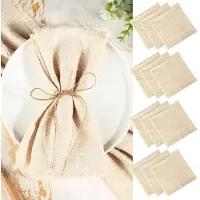 Unyqoos Set van 12 elegante beige stoffen servetten met franjes voor tafeldecoratie kerstdiner