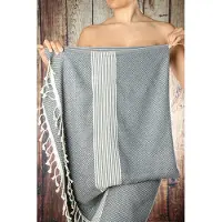 Unyqoos Extra Lange en Zachte Hamamdoek van Hoogwaardige Materialen, Ideaal voor Sauna en Strand, Grijs en Wit, 210 cm x 95 cm