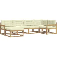 vidaXL Buiten bank set 5 st Wit en crèmekleurig Polyester