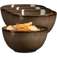 Mica Decorations Serveer/chips schaaltje Nusa - 2x - bruin - 14 x 7 cm - keramiek - kommetjes