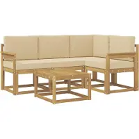 vidaXL Buiten bank set 5 st Wit en Beige