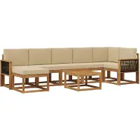 vidaXL Buiten bank set 8 st Natuurlijk en Beige Polyester