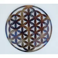 Unyqoos Grote metalen wanddecoratie met levensbloem ontwerp van 60 cm