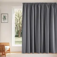 Unyqoos Extra Brede Verduisterende Woonkamergordijnen met Plooiband en Thermische Isolatie, Grijs, 245 x 300 cm