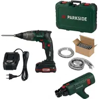 Parkside Accu-gipsplaatschroefmachine 20 V inclusief accu en lader - Inclusief 10 schroefbanden à 50 schroeven (3,5 x 25 mm) - Stationair toerental: 0/4000 min⁻¹ - Max. koppel: 15 Nm