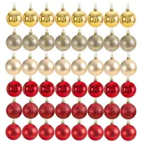 Unyqoos Set van 48 decoratieve kerstballen in rood en goud voor binnen en buiten