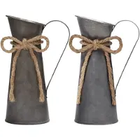 Unyqoos Charmante Vintage Metalen Bloemenvazen Set van 2 voor Stijlvolle Huisdecoratie