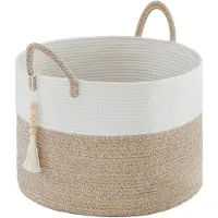 Unyqoos Ruime Multifunctionele Handgeweven Opbergmand voor Woon- en Kinderkamer, 65 Liter Capaciteit, Bruin