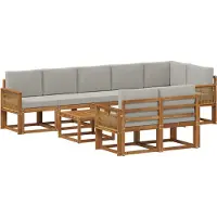 vidaXL Buiten bank set 9 st Naturel en lichtgrijs Polyester
