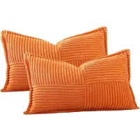 Unyqoos Set van twee moderne corduroy kussenslopen in warme oranje tint voor elke kamer