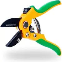 Unyqoos Anvil Star Tuinschaar 220 mm, tot 20 mm diameter, ergonomische soft-touch handvatten voor links- en rechtshandigen, bovenste mes van SK5, Teflon gecoat, eenhands snelontgrendeling.