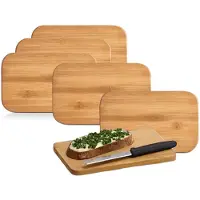 Zeller broodplankjes/snijplanken - 6x stuks - bamboe hout - 14 x 22 cm - rechthoek - ontbijten