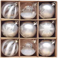 Unyqoos Set van 9 zilver-witte kerstballen voor sfeervolle kerstdecoratie