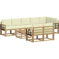vidaXL Buiten bank set 9 st Wit en crèmekleurig Polyester