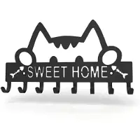 Unyqoos Wandorganizer met kattenontwerp en 8 haken voor sleutels en accessoires