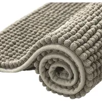 Unyqoos Badmat, antislip, badkamertapijt van chenille, absorberend, zacht, waterabsorberende badmat voor badkamer, machinewasbaar (50 x 80 cm, taupe)